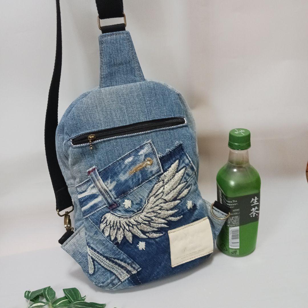 ミント　リメイクデニムバッグ①トートバッグ②ボディバッグ