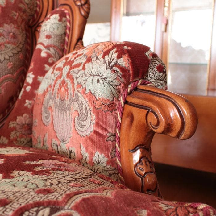 イタリア製 シングルソファ 金華山織 猫脚 アンティーク風 222-1004