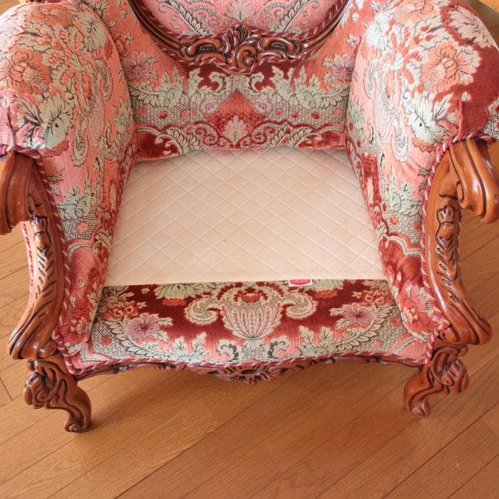 イタリア製 シングルソファ 金華山織 猫脚 アンティーク風 222-1004