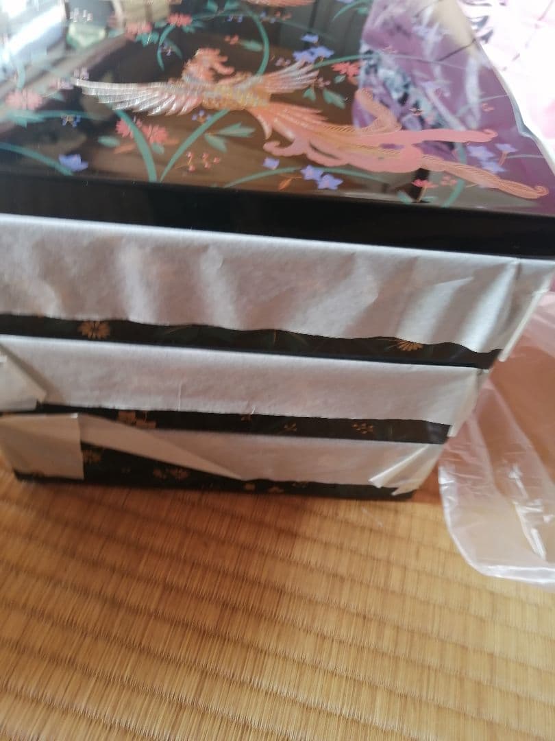最終値下げ‼️【未使用】山中漆器 正倉院風蒔絵 鳳凰 重箱 三段重 おせち