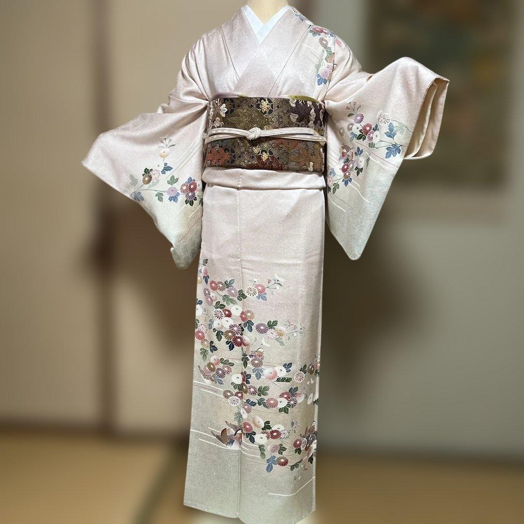 訪問着　鈴乃屋謹製　共八掛　ガード加工　落款あり　身丈156裄68