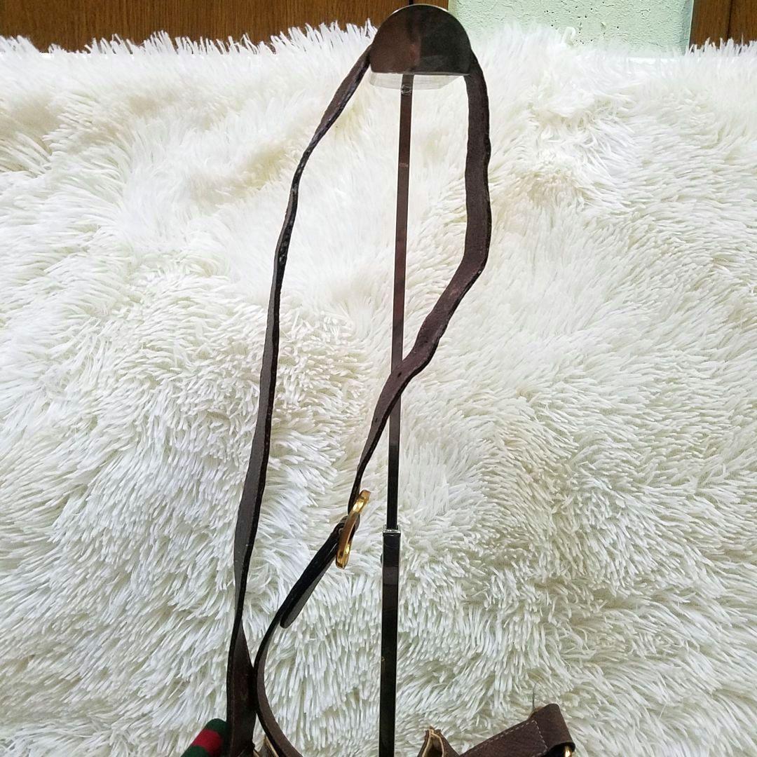 【正規品】GUCCI 巾着型ショルダーバッグ GG シェリーライン PVC 本革