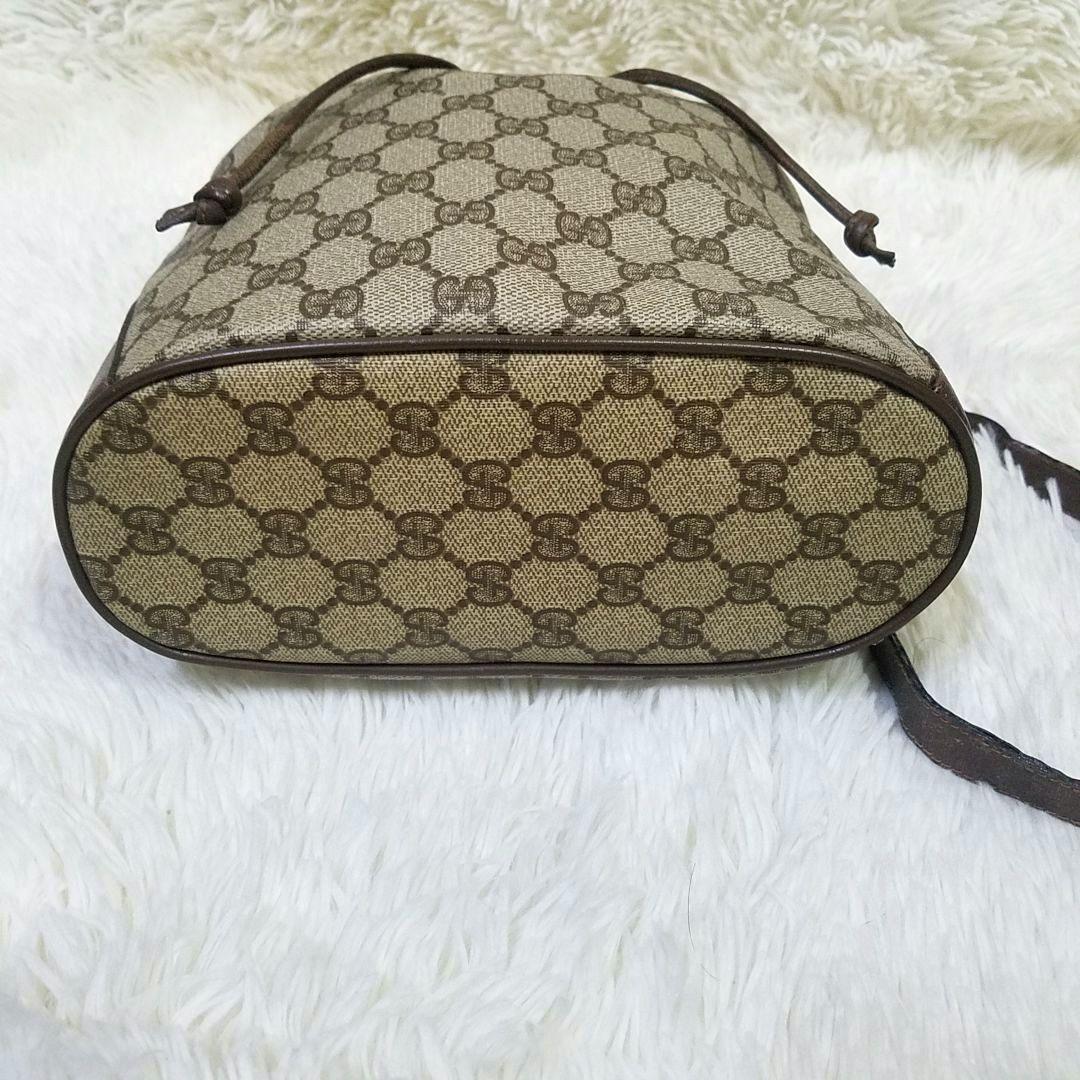 【正規品】GUCCI 巾着型ショルダーバッグ GG シェリーライン PVC 本革