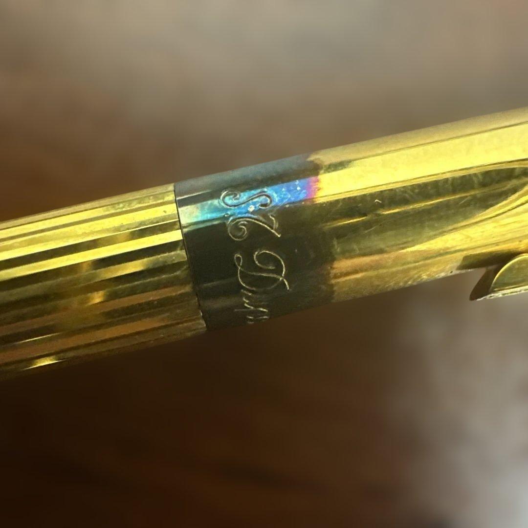 ★希少925刻印★デュポンゴールドライン高級ボールペン インクなし