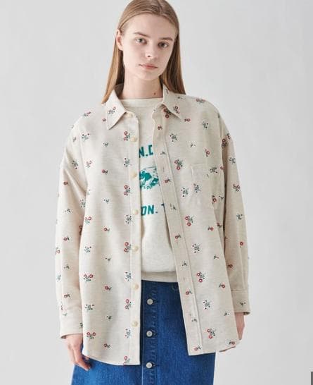 最終値下げ▼ほぼ新品☆TICCA 花 刺繍 シャツブルゾン ベージュ Bshop