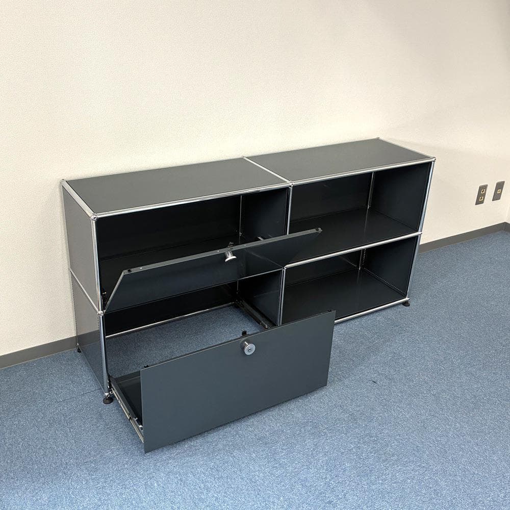 中古 USMハラー｜キャビネット サイドボード 2列2段 アントラサイト