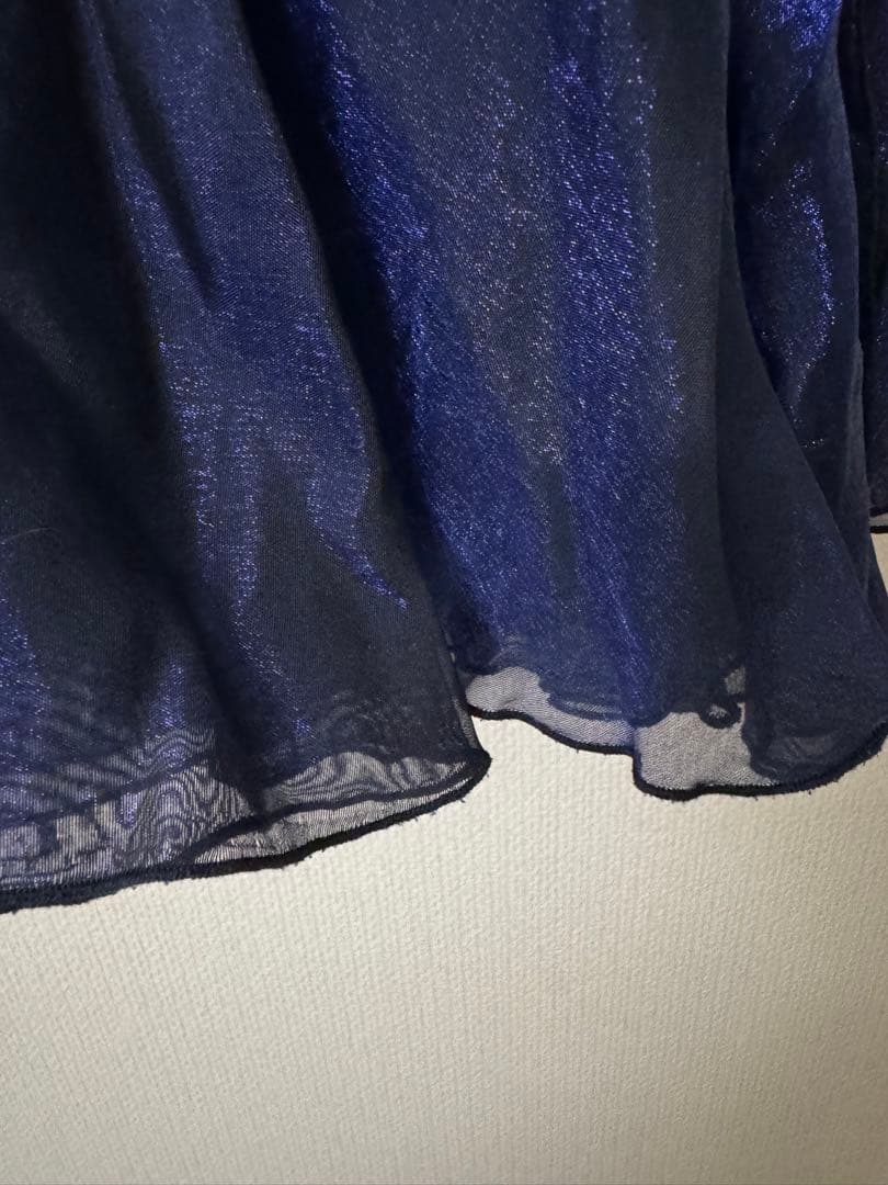 社交ダンス　上下セット　ネイビー フリル付きスカートとトップス Lサイズ