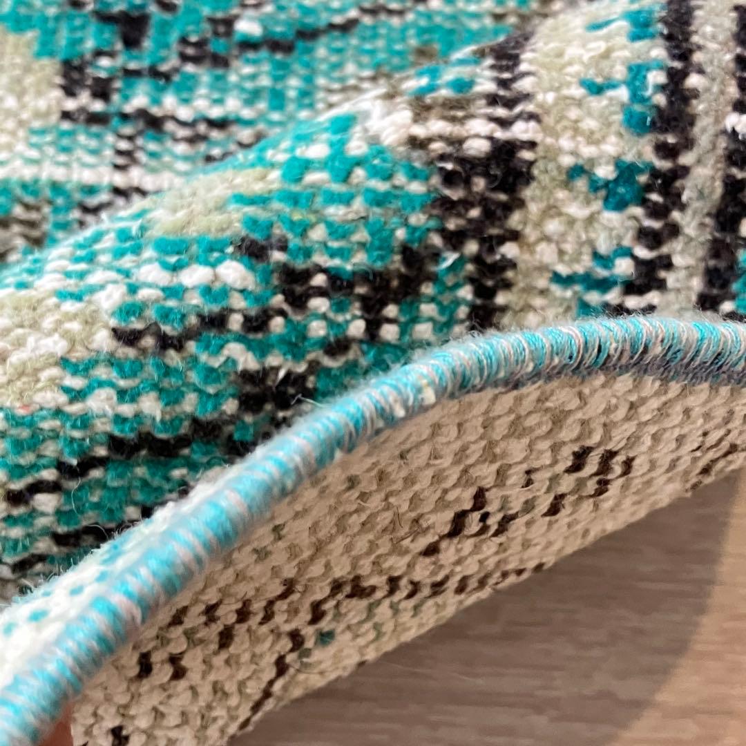 スカイブルー✳︎91×192✳︎ペールグレー　満載フラワー　トルコヴィンテージラグ