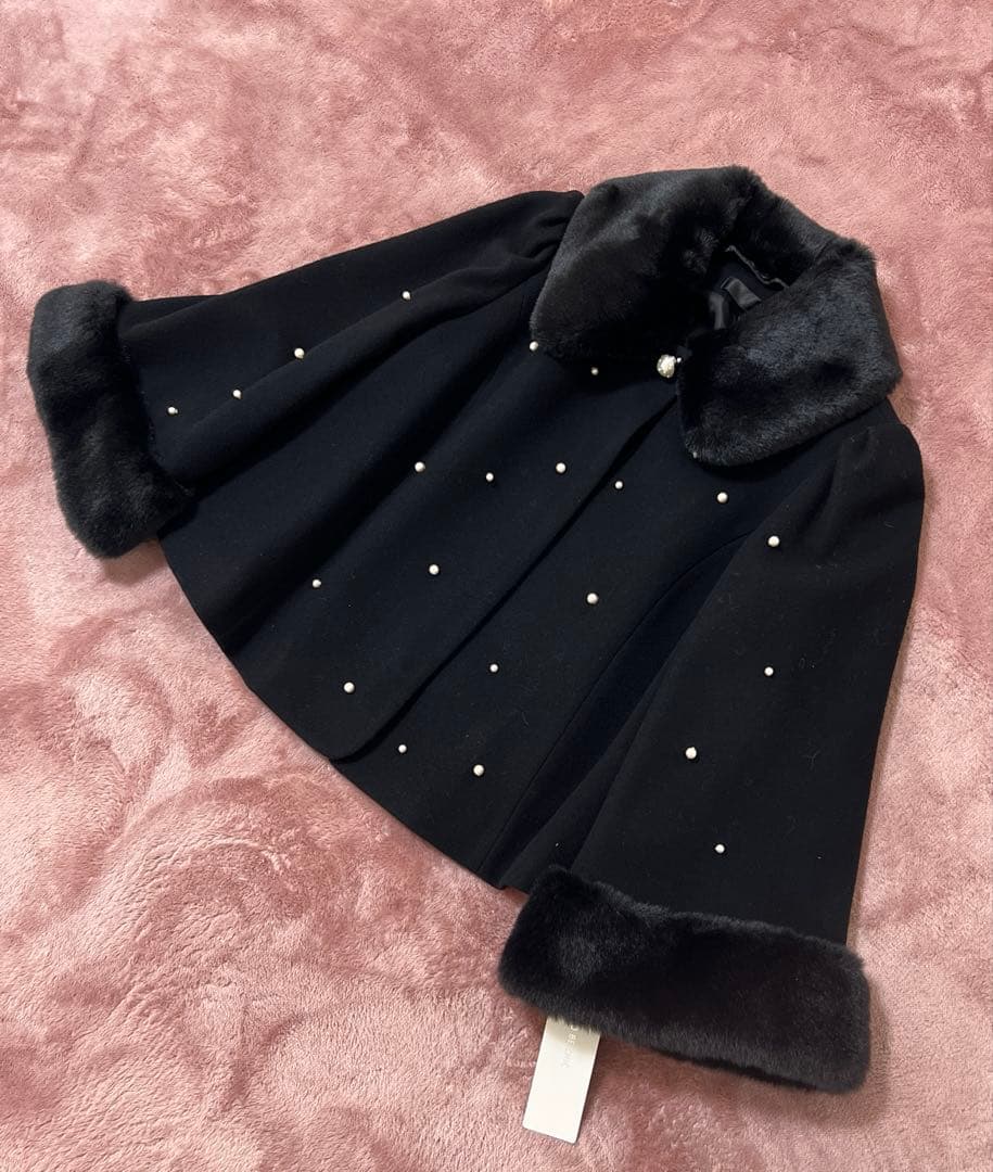 TO BE CHICH ファー付きパールコート　ブラック　新品タグ付き　大きめ