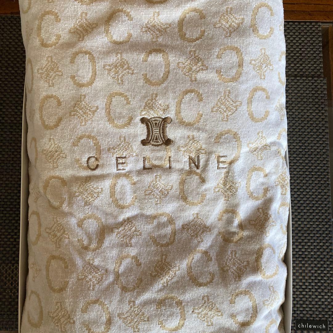 CELINE タオルケット 140cm x 190cm アイボリー　綿100%