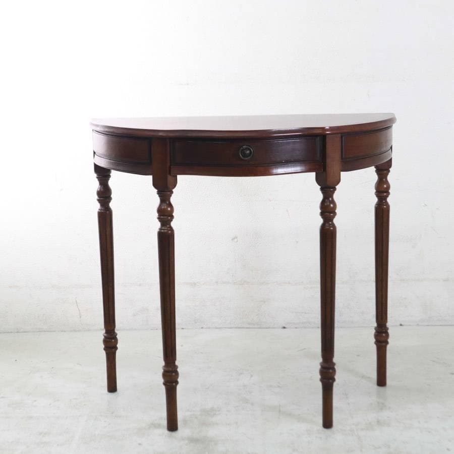 値下イタリア製クラシカル家具 象嵌 ハーフムーン コンソール サイドテーブル