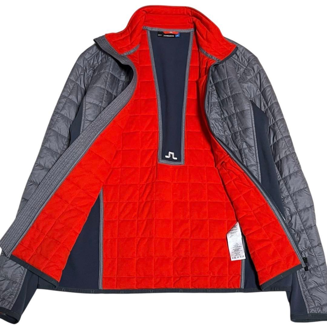美品 J.LINDEBERG 中綿 ブルゾン L キルティングゴルフ グレー