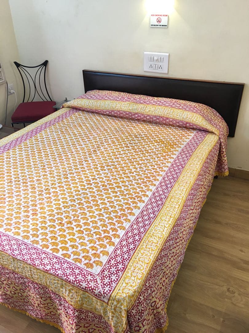 インド　ブロックプリント　マルチカバー  ベットカバー