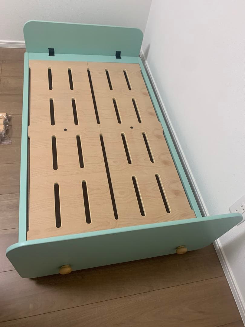 【再組み立て不要•美品】HOPPL ホップル 子ども用ベッド ミントグリーン