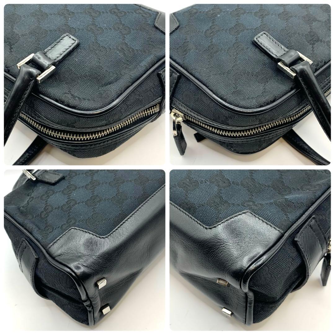 GUCCI グッチ GG柄 ミニボストン ハンドバッグ 黒 キャンバス 正規品