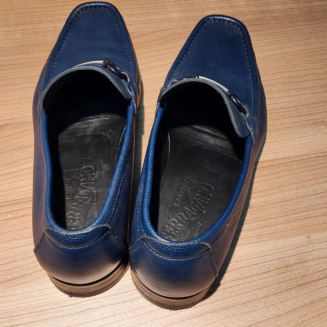 FERRAGAMO ネイビー ローファー 26cm