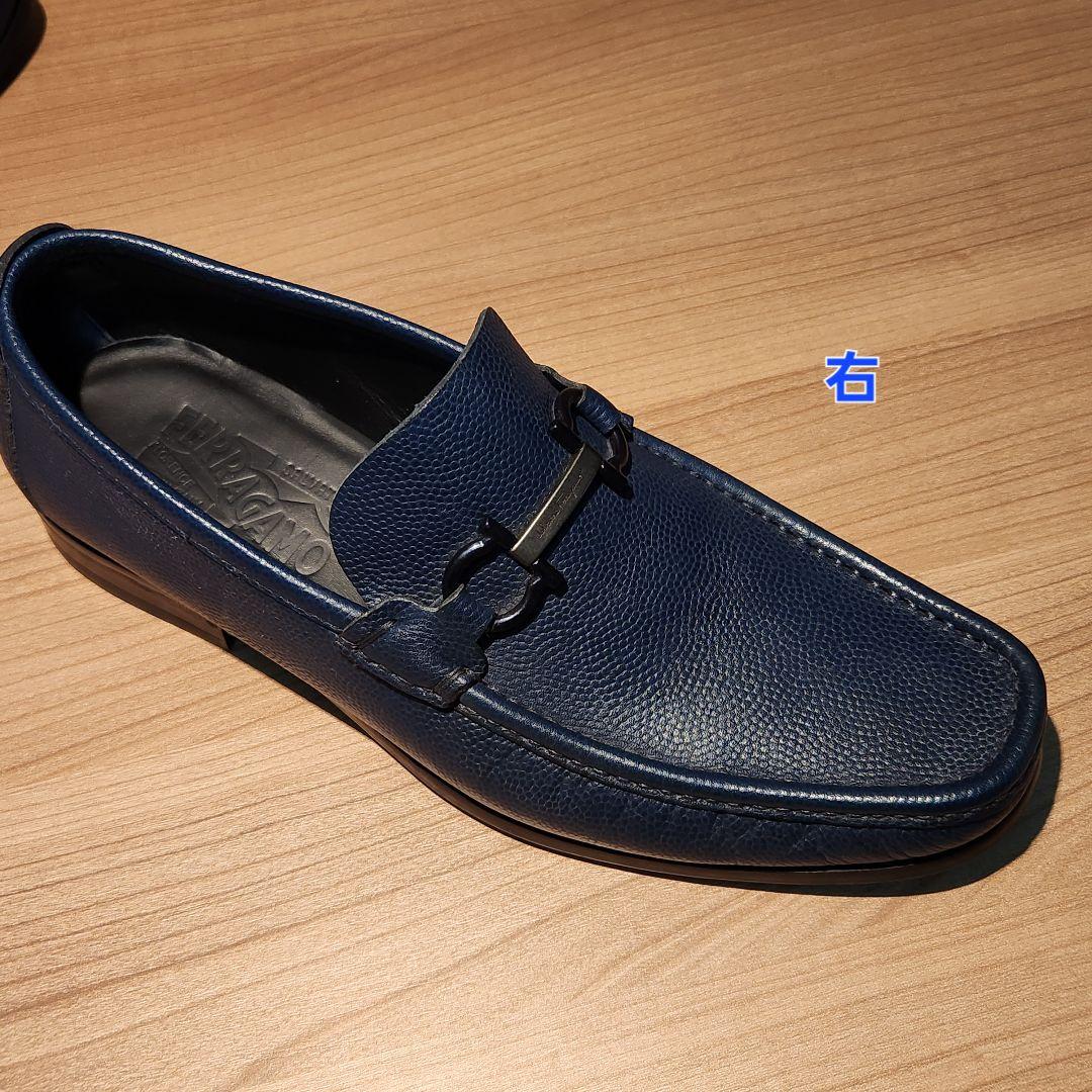 FERRAGAMO ネイビー ローファー 26cm