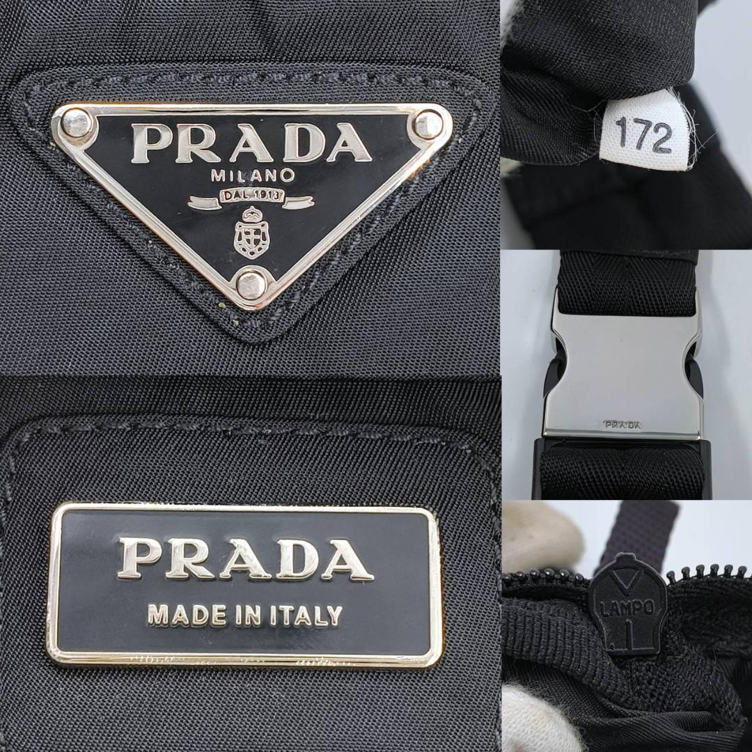 美品希少✨プラダ ウエストポーチ ボディバッグ ナイロン 三角ロゴ 黒 白タグ