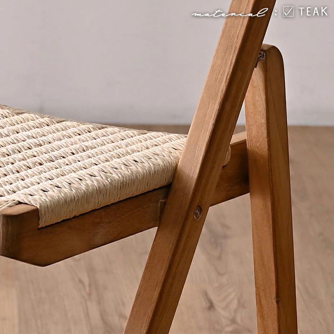 KAGLAB ペーパーコード×チーク材(ソープ仕上げ) 折りたたみチェア