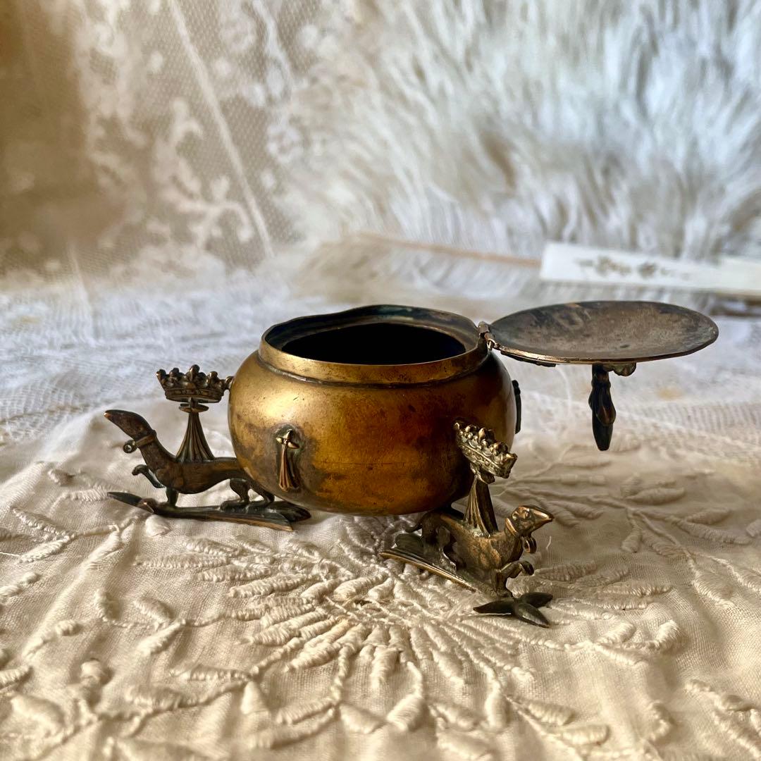 ブルターニュ エルミン紋章書斎用インクウェル インク壺 フランスアンティーク