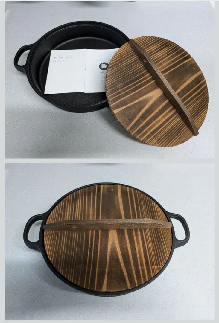 南部鉄器 寿喜鍋 木製蓋付き 直径約26cm 日本製