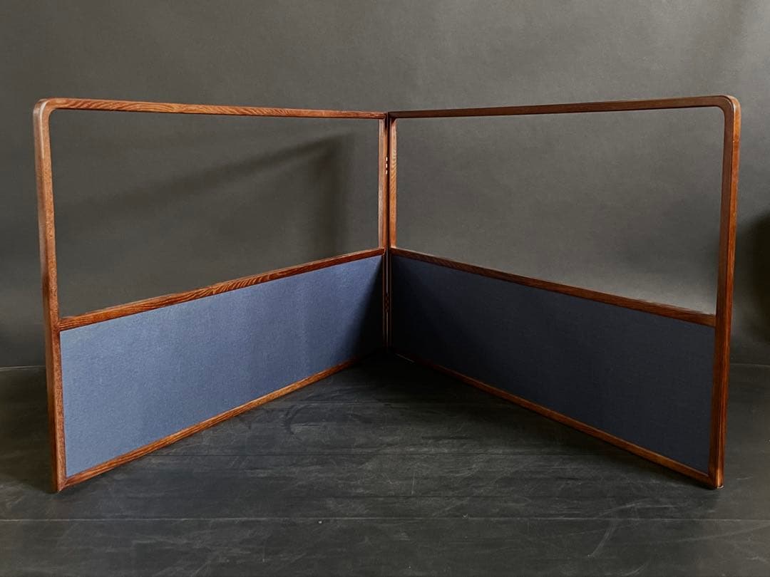 割引❗️「祖」 紺地 鳥の子 両面使い 桑縁 上透かし 風炉先屏風（121⑤）