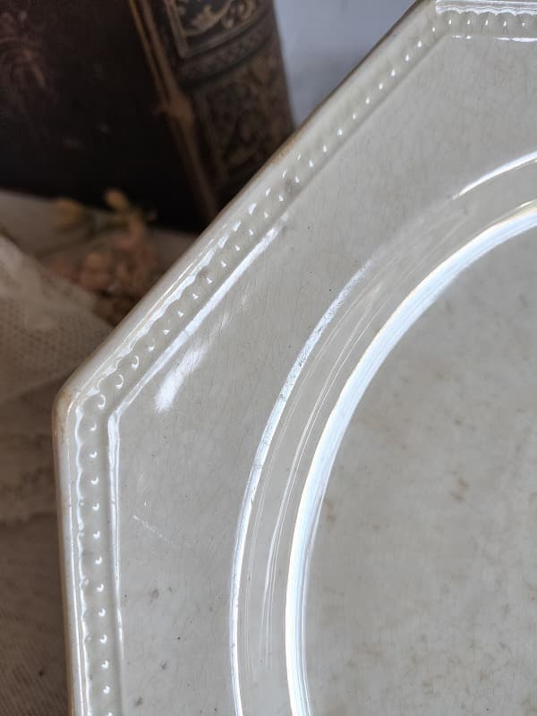 フランス アンティーク クレイユモントロー オクトゴナルプレート 陶器 平皿①