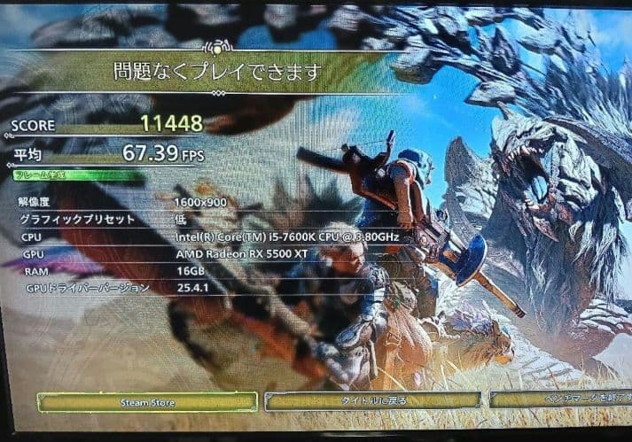 モンハンワイルズプレイ可能！グラボRadeon RX5500xt　可動品