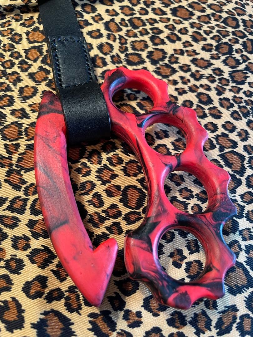 赤黒　ナックル　ドッグ　リード　本革