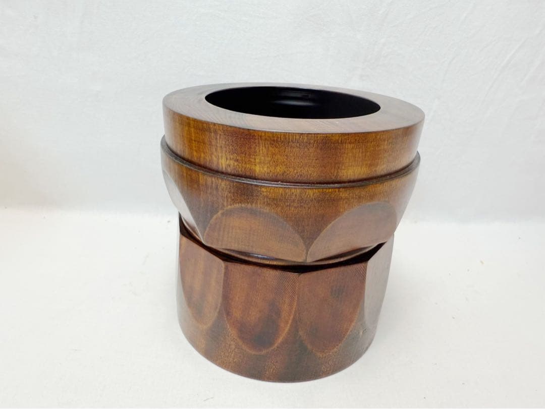 未使用 茶道具 熊谷秀穗作 天然木製 臼型 水指 一燈好写 茶懐石 水差し共箱