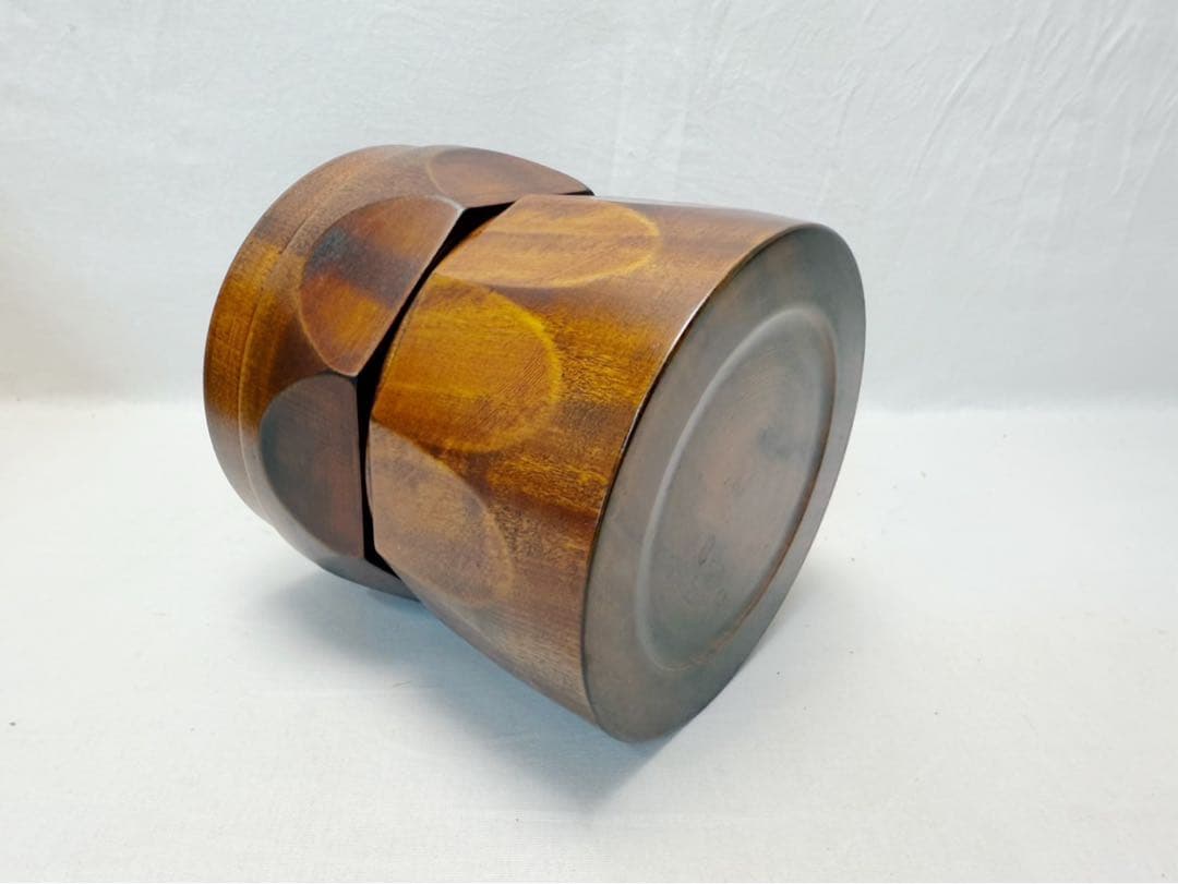 未使用 茶道具 熊谷秀穗作 天然木製 臼型 水指 一燈好写 茶懐石 水差し共箱