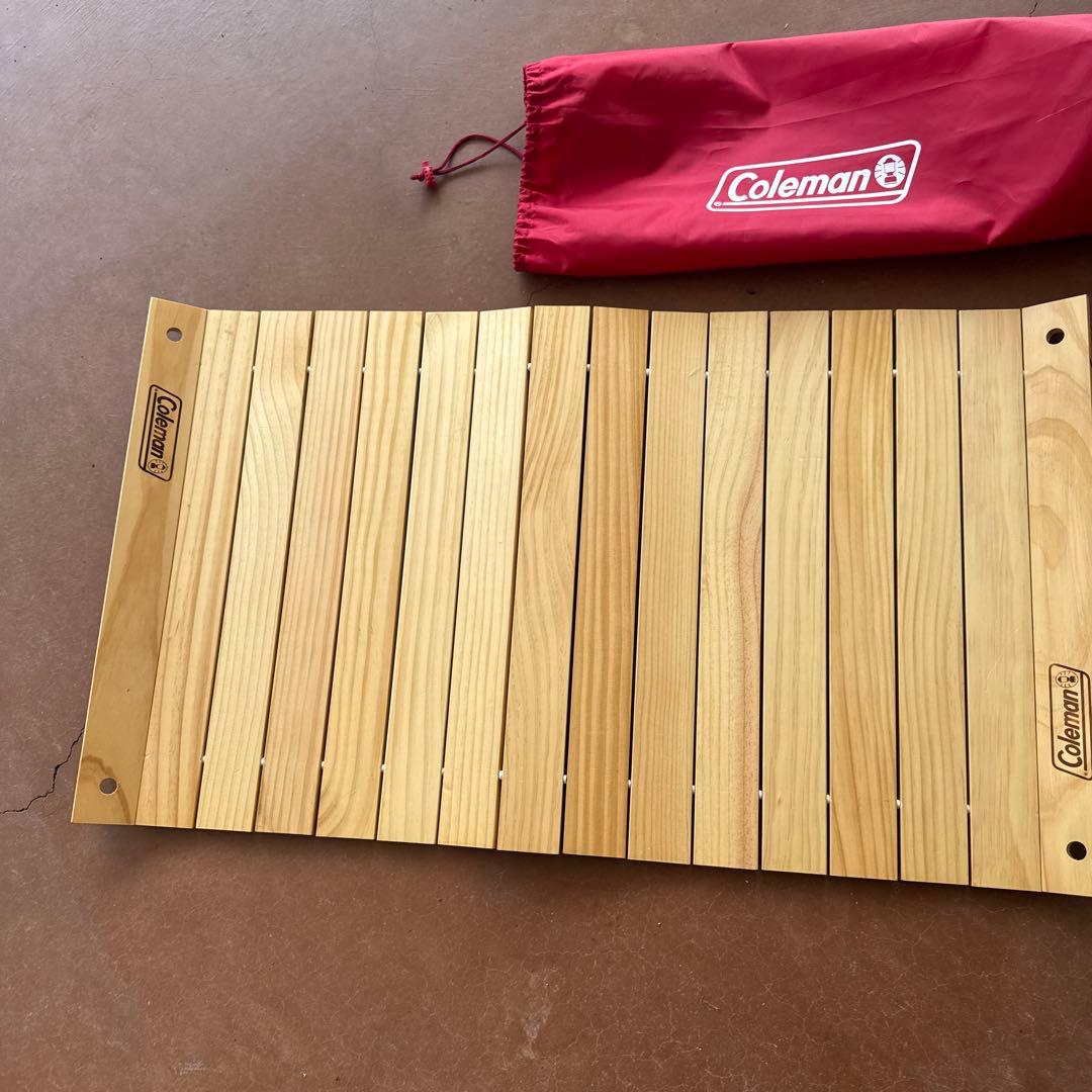 【値下げ】Coleman(コールマン) アウトドアワゴンウッドロールテーブル