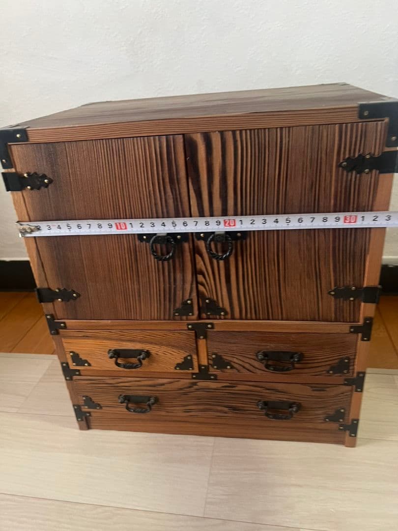 アンティーク　焼杉仕上げの和風ミニ箪笥