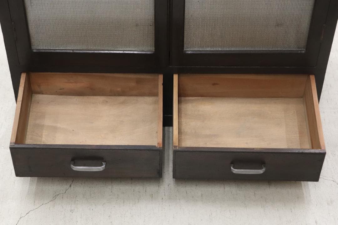 レトロ ガラス キャビネット ダイヤガラス 食器棚 書棚 本棚 本箱 収納 水屋