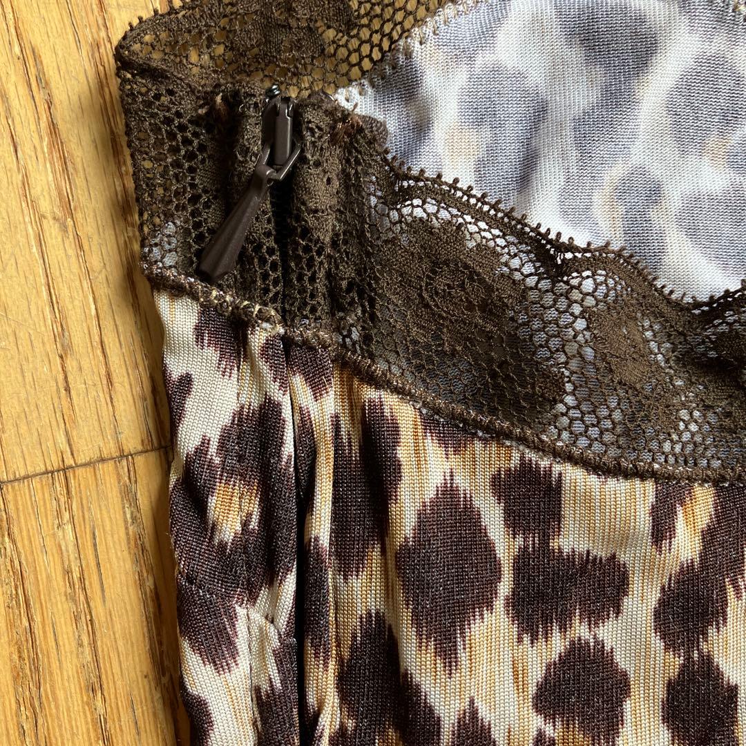 DOLCE&GABBANA ヒョウ柄レオパード柄 クロスデザイン キャミソール