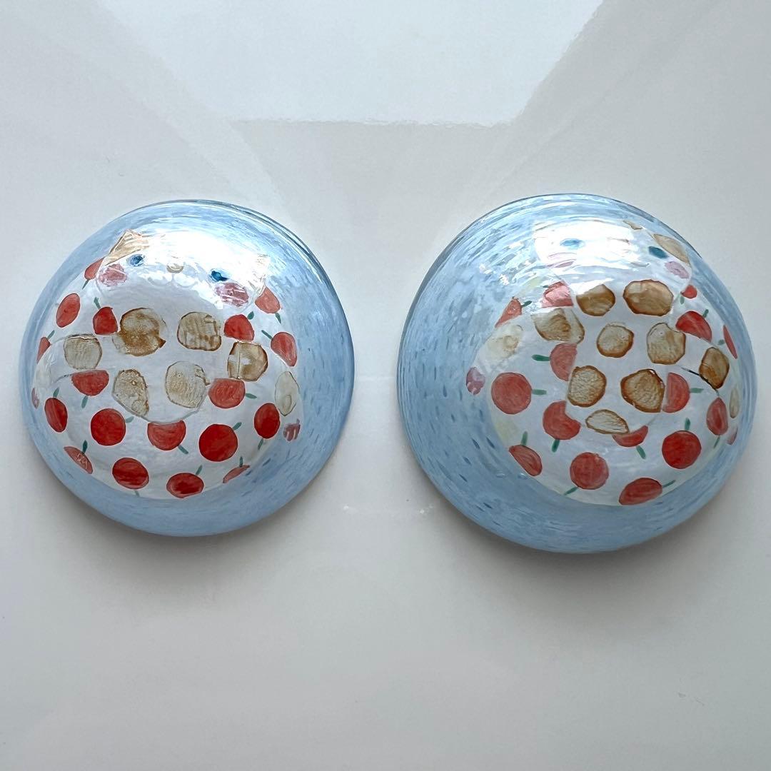松岡装子 ガラス 小皿（2枚セット）手書き 希少 新品未使用