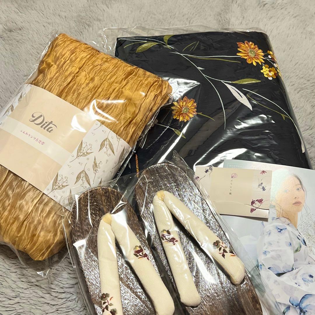 【未使用】Dita 浴衣5点セット 蒲公英色の花あそび(月夜)