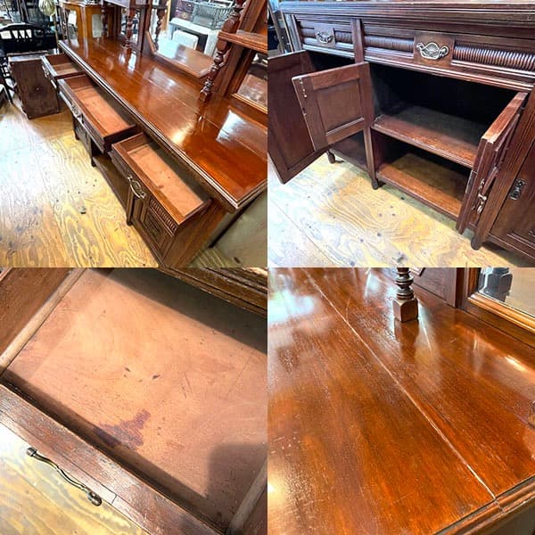 関西限定　送料別　アンティーク　ミラー付きサイドボード　飾り棚　キュリオケース