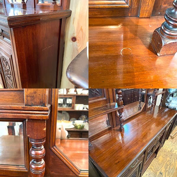 関西限定　送料別　アンティーク　ミラー付きサイドボード　飾り棚　キュリオケース