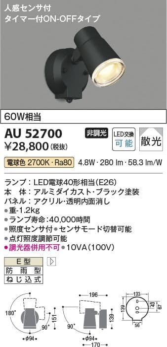 ◎KOIZUMI AU52700 人感センサ付 防雨型 スポットライト 未使用品