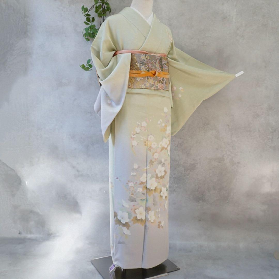 訪問着２点セット正絹　卒業式　入学式　お宮参り【訪問着、袋帯、帯締め、帯揚げ】