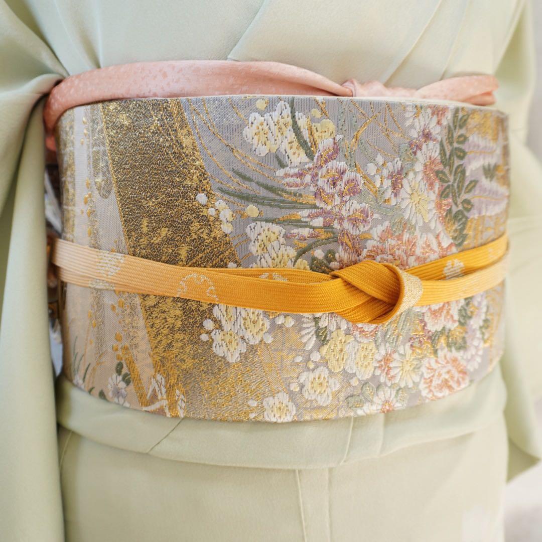 訪問着２点セット正絹　卒業式　入学式　お宮参り【訪問着、袋帯、帯締め、帯揚げ】