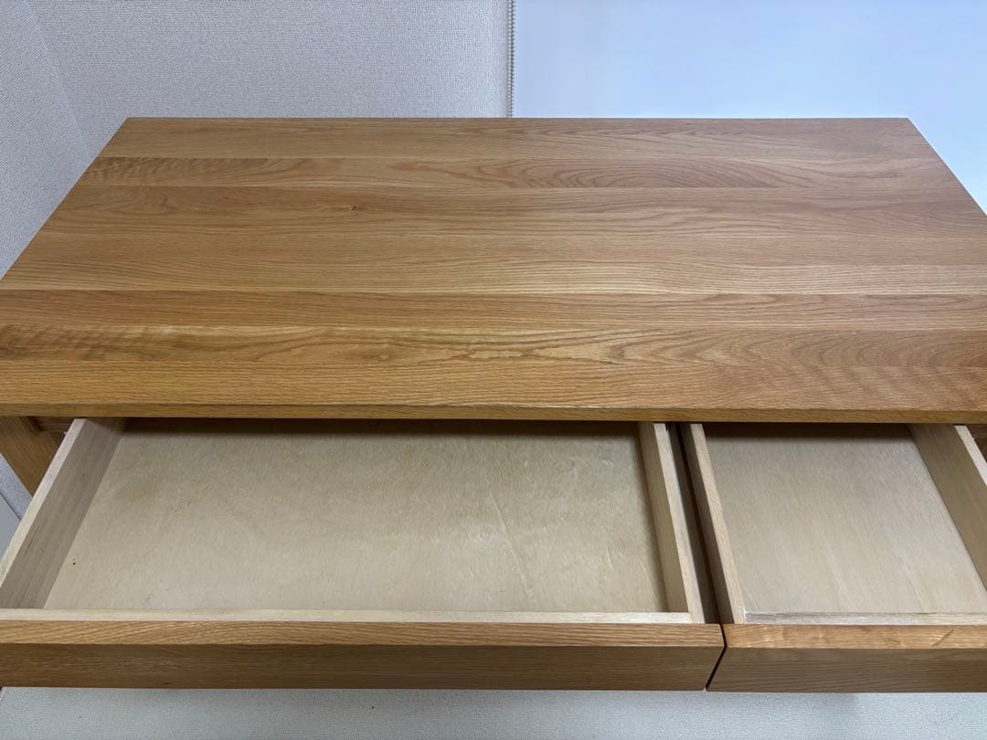 無印良品 木製デスク オーク材 引き出し・フック付き