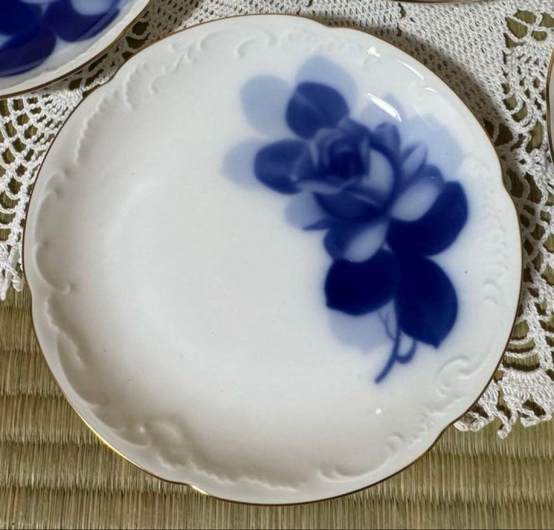 大倉陶園　ブルーローズ　カップ2客&ケーキ皿5枚