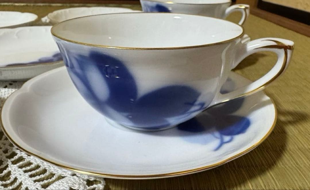 大倉陶園　ブルーローズ　カップ2客&ケーキ皿5枚