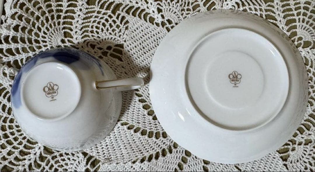 大倉陶園　ブルーローズ　カップ2客&ケーキ皿5枚