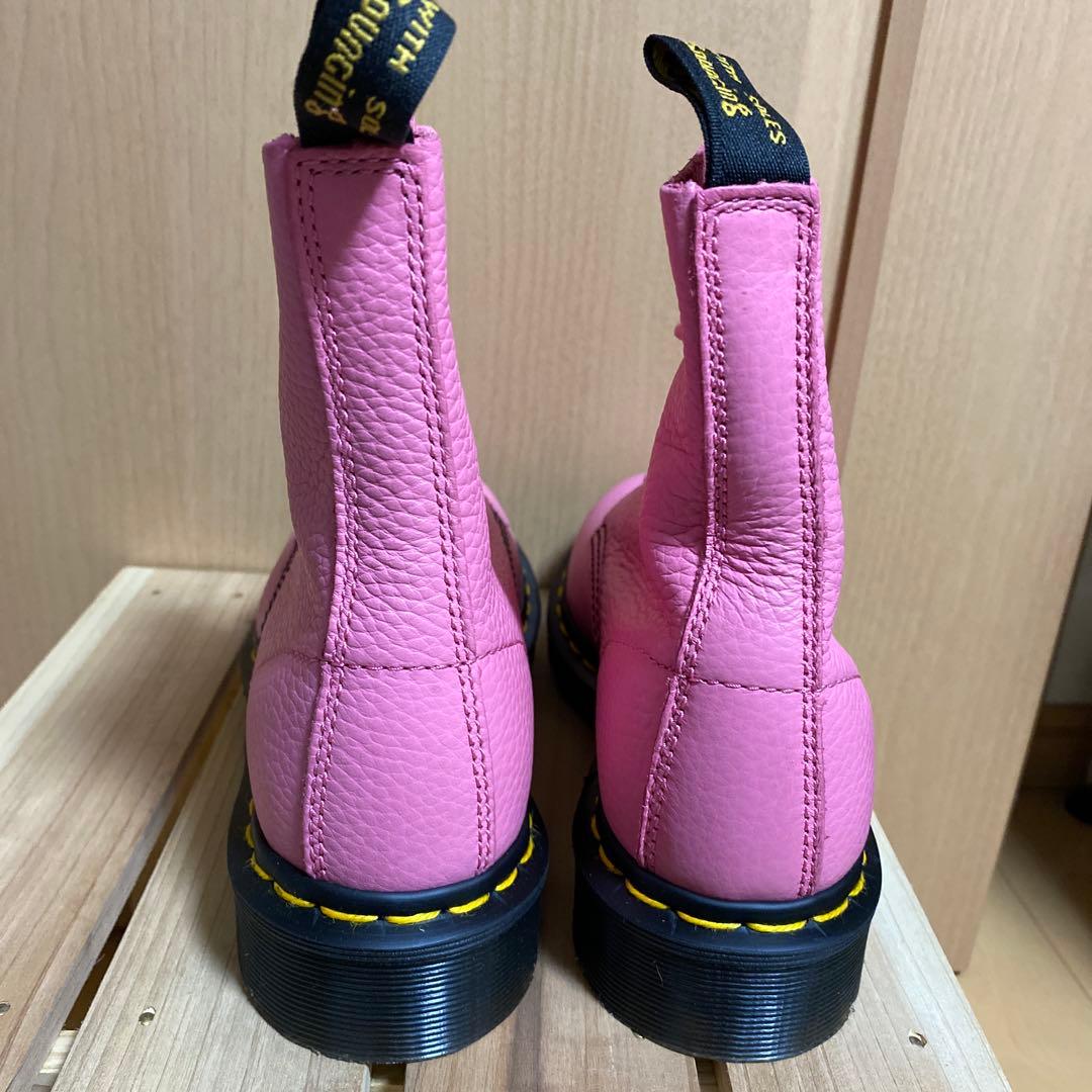ドクターマーチンファスナー付き ピンクレザー厚底ブーツ