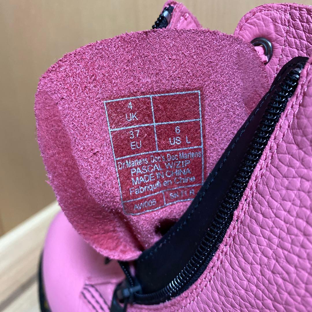 ドクターマーチンファスナー付き ピンクレザー厚底ブーツ
