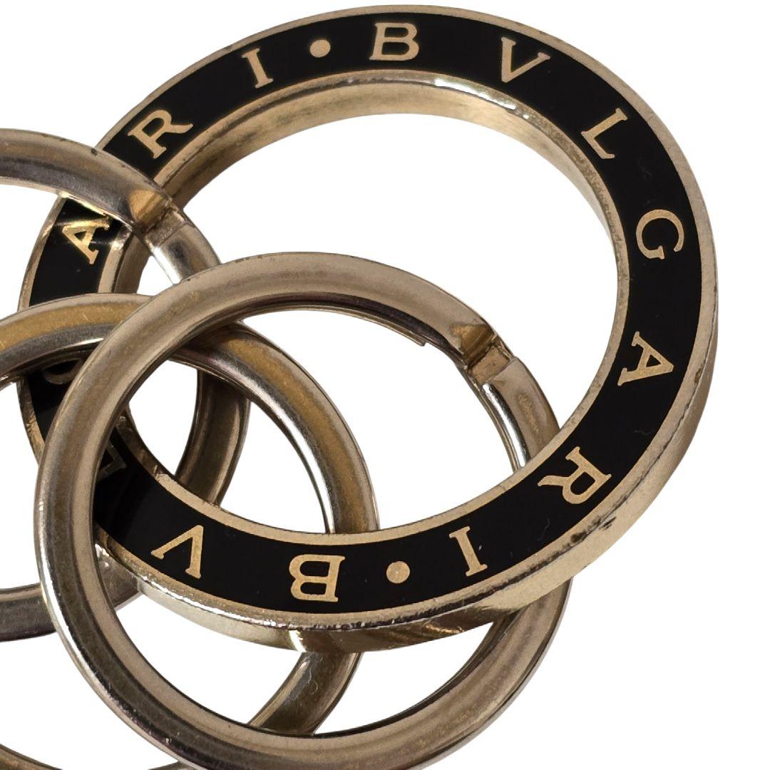 ブルガリ キーリング 現行 3連 イタリア製 メタル 黒 金 35279