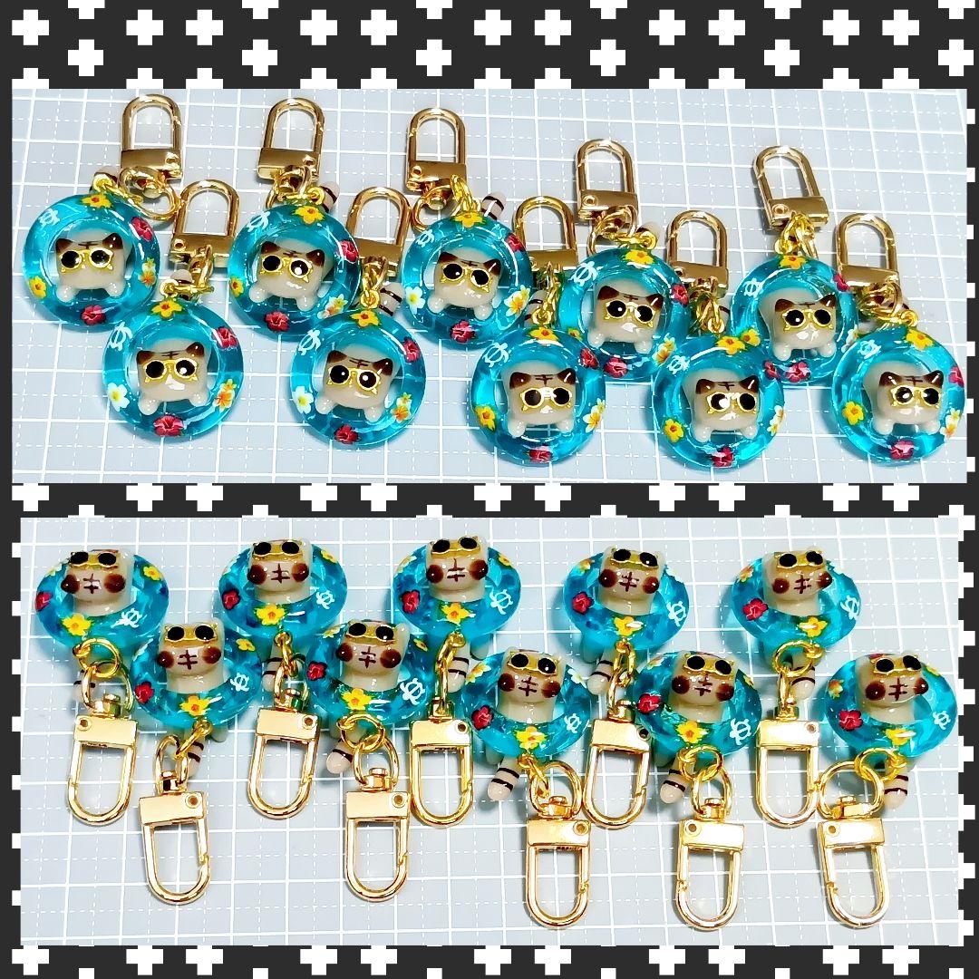 オーダー★　レジン猫チャーム　猫キーホルダー　まねき猫　ぐで猫　ミニチュアフード